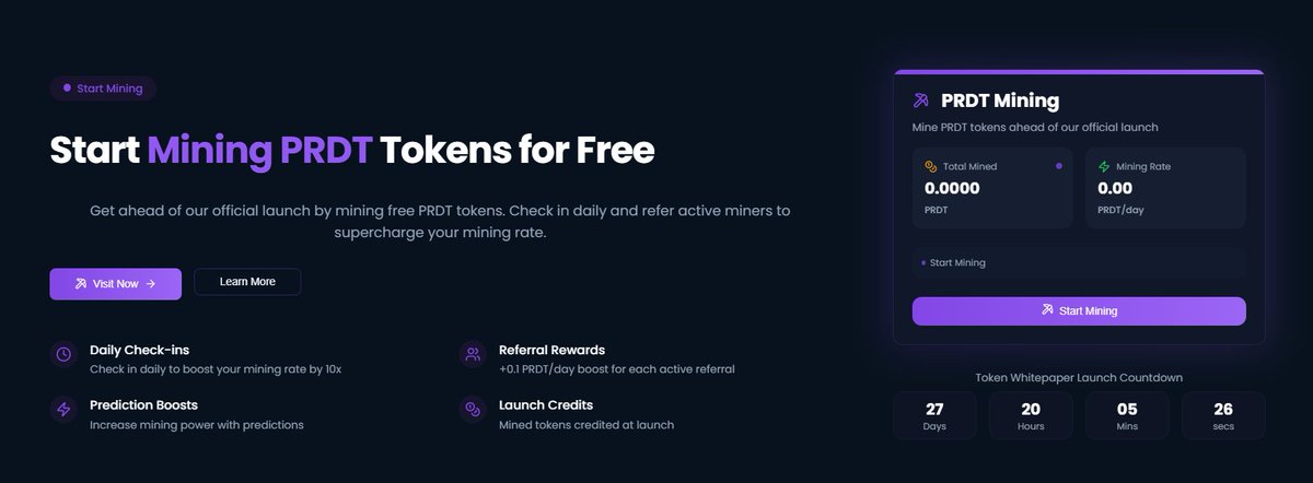 Ritzyweb3's tweet photo. Airdrop Imperdível  🪂

Descobri o @PRDT_Finance, uma plataforma de previsão de preços em DeFi que está distribuindo tokens GRÁTIS antes do lançamento oficial!

Quer saber como garantir o seu? Acompanhe este fio completo! 👇

O que é a @PRDT_Finance ?

É uma plataforma líder de previsão de preços em DeFi que opera em múltiplas blockchains (BNB, Ethereum, Polygon, Arbitrum, Avalanche, Optimism e mais).

Permite fazer previsões de mercado (UP ou DOWN) em períodos de 1min a 30min.

Por que prestar atenção agora?

• Plataforma cross-chain já operacional 
• Mais de $100M+ em pagamentos realizados 
• Ranking #1 em DeFi Gambling no DappRadar 
• Token de governança chegando em breve 
• Mineração gratuita AGORA para early adopters!

Como minerar tokens $PRDT gratuitamente?:

Acesse: https://t.co/LjQCRGWD6N

Clique em "Connect" (email, wallet ou redes sociais )

Clique em "Start Mining"

Faça check-in DIÁRIO para aumentar seus ganhos!

🔗 LINKS IMPORTANTES:

• Mining: https://t.co/LjQCRGWD6N
• Docs: https://t.co/xkm1tALLPb
• App: https://t.co/34n9UN51SK

Sigam essa rapaziada braba:

@kamashweb3
@elpaco_x
@hugocesar7_
@Jadiel_Vieira
@CryptoXLua
@rick_ath
@kimeranft
@sukicryp
@valsechi_
@0xLuqbraz
@renan_dpaula
@HusseinHejazi3
@fpsmix
@minharteweb3
@0x9ullysses_rs
@RealDrewTolbert
@Thzn_web3
@diego_intus
@hugocesar7_
@Kauareisnft
@GBHzo0
@fagamesr9web3 
@Nexcauu23 
@alabalowrj
@shazaanft
@dudenftbr
@smoke_web3
