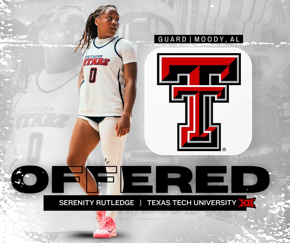 Serenity Rutledge (@serenityrut00) on Twitter photo Thankful to announce after a great conversation with <a href="/CoachGerlich/">Krista Gerlich</a>, i am blessed to receive an offer from <a href="/LadyRaiderWBB/">Lady Raider Basketball</a>. Thank you <a href="/KetaraChapel/">Ketara Chapel</a> for believing in me🫶🏽!! Can’t wait to visit and learn more about the program. ❤️🖤
#redraiders #gunsup #AGTG
<a href="/ALSoStarz/">AL Southern Starz</a> <a href="/moodyvghoops/">Moody Girls Basketball</a> Thankful to announce after a great conversation with <a href="/CoachGerlich/">Krista Gerlich</a>, i am blessed to receive an offer from <a href="/LadyRaiderWBB/">Lady Raider Basketball</a>. Thank you <a href="/KetaraChapel/">Ketara Chapel</a> for believing in me🫶🏽!! Can’t wait to visit and learn more about the program. ❤️🖤
#redraiders #gunsup #AGTG
<a href="/ALSoStarz/">AL Southern Starz</a> <a href="/moodyvghoops/">Moody Girls Basketball</a>