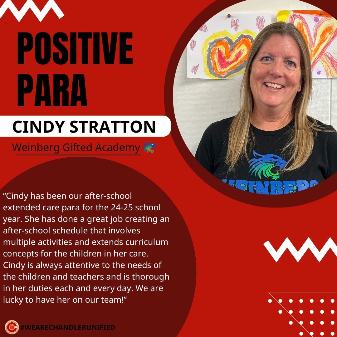 🌟 Positive Para Spotlight 🌟
Thank you, Cindy Stratton, at Weinberg Gifted Academy, for creating an engaging after-school environment where students continue to play and learn beyond the school day!