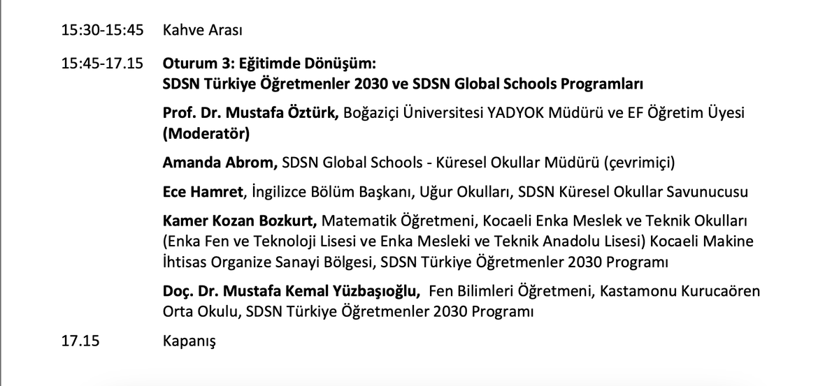 Bugün UN SDSN (Sürdürülebilir Kalkınma Çözümleri Ağı) Türkiye buluşmasında eğitimde dönüşümü konuşuyoruz. <a href="/UNSDSN/">SDSN</a> <a href="/SDGsInSchools/">Global Schools Program</a> <a href="/SDG_Academy/">The SDG Academy</a>