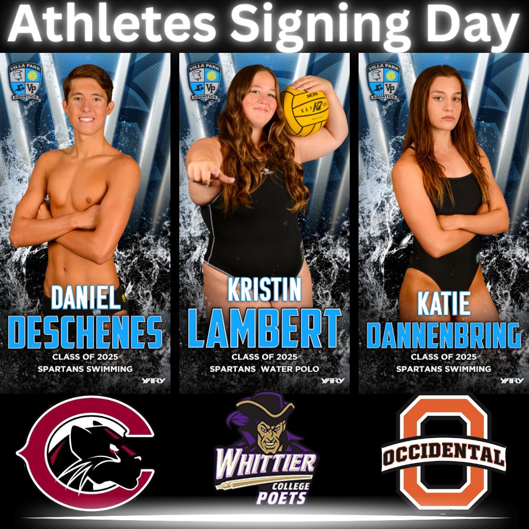 Big congratulations to our Class of 2025 athletes! Kristin Lambert, shining in Water Polo at Whittier College! Katie Dannenbring, making waves in Swimming at Occidental College! Daniel Deschenes, dominating the pool in Swimming at Chapman University! We're so proud of you!💙🤍🖤