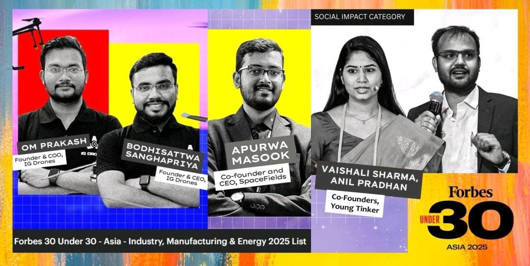 Sujeet Kumar 🇮🇳 (@sujeetkofficial) on Twitter photo Congratulations to the young entrepreneurs from my alma mater <a href="/VSSUTB/">VSSUT Burla</a> — <a href="/bodhi_ig/">Bodhisattwa Sanghapriya</a> and Om Prakash, Founders of <a href="/IGDrones/">IG Drones</a>; <a href="/AnilPradhanEdu/">Anil Pradhan</a> and <a href="/VaishaliTinkers/">Vaishali Sharma</a>, Co-Founders of <a href="/YoungTinkerFdn/">Young Tinker Foundation</a>; and <a href="/AMasook/">Apurwa Masook</a>, Founder of <a href="/Space_Fields/">SpaceFields</a> — on being featured in the prestigious <a href="/Forbes/">Forbes</a> Congratulations to the young entrepreneurs from my alma mater <a href="/VSSUTB/">VSSUT Burla</a> — <a href="/bodhi_ig/">Bodhisattwa Sanghapriya</a> and Om Prakash, Founders of <a href="/IGDrones/">IG Drones</a>; <a href="/AnilPradhanEdu/">Anil Pradhan</a> and <a href="/VaishaliTinkers/">Vaishali Sharma</a>, Co-Founders of <a href="/YoungTinkerFdn/">Young Tinker Foundation</a>; and <a href="/AMasook/">Apurwa Masook</a>, Founder of <a href="/Space_Fields/">SpaceFields</a> — on being featured in the prestigious <a href="/Forbes/">Forbes</a>