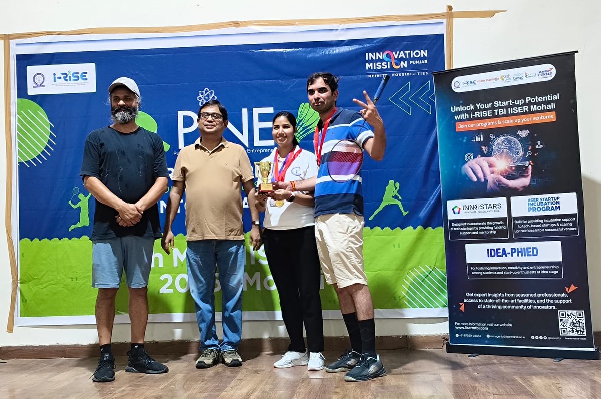IISERM TBI (@iisermtbi) on Twitter photo 🚀 Startups, Sports & Spirit at PINE 2025!
Over 30 teams lit up the courts at <a href="/IiserMohali/">IISER Mohali</a> Mohali, blending innovation with action in Table Tennis & Badminton.
🏆 Kudos to i-RISE TBI for co-hosting & winning big!
#Startups #SportsForInnovation #PINE #IMPunjab #IISERMohali 🚀 Startups, Sports & Spirit at PINE 2025!
Over 30 teams lit up the courts at <a href="/IiserMohali/">IISER Mohali</a> Mohali, blending innovation with action in Table Tennis & Badminton.
🏆 Kudos to i-RISE TBI for co-hosting & winning big!
#Startups #SportsForInnovation #PINE #IMPunjab #IISERMohali