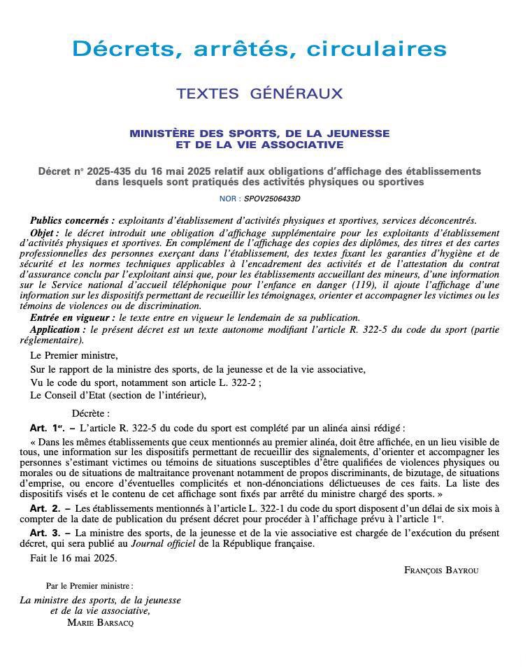 Hier dans les écoles et les Accueils collectifs de mineurs et aujourd'hui dans les établissements sportifs ! Partout où il y a des enfants, rappelons que le ☎️ #119 est notre meilleur outil pour alerter prévenir et protéger les enfants en dangers ! <a href="/bayrou/">François Bayrou</a> <a href="/MarieBarsacq/">marie barsacq</a>