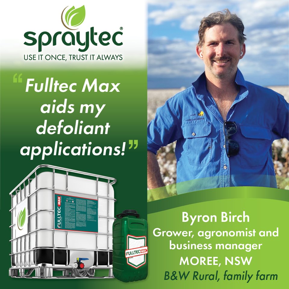 spraytec_aus's tweet photo. Farm-proven. Agronomist-approved.
Byron Birch trialed Fulltec Max in cotton - seeing leaf drop 4 days faster than usual. Now, he's targeting tough weeds.
🧪 Faster defoliation
🌿 Better uptake
🔁 Versatile fit
The smart choice.
#TestimonialTuesday #FulltecMax #CottonCountry https://t.co/MZ9OJOSQAg