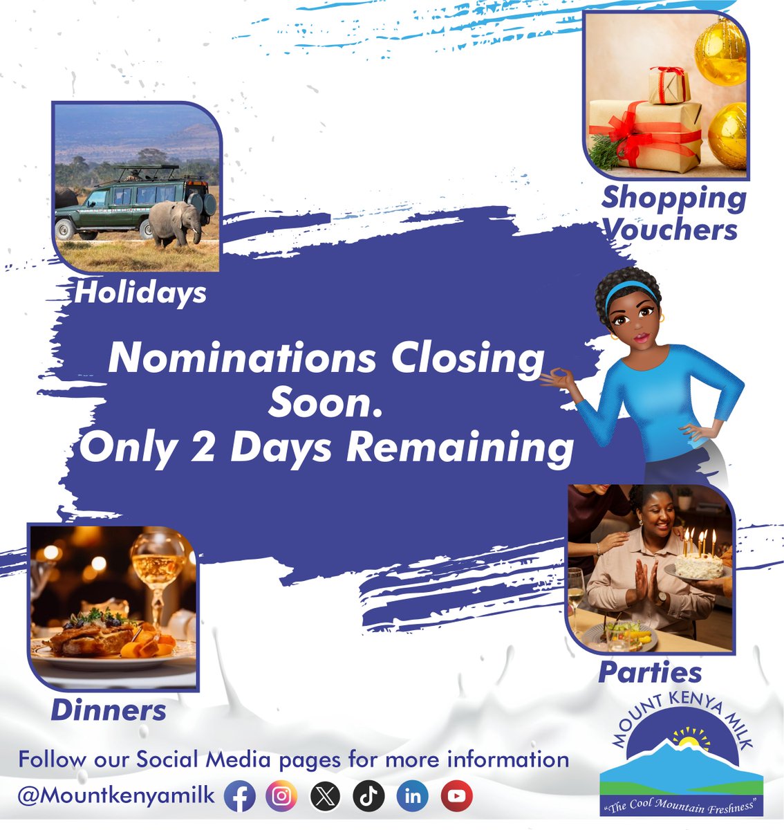 Were you born in June? Have you nominated yourself for our June Birthday celebrations? There are only two days left before nominations close! Visit ogc.mountkenyamilk.co.ke to nominate yourself or a loved one.

#keepwinning #happybirthday #birthdaycelebrations #junebabies❤️