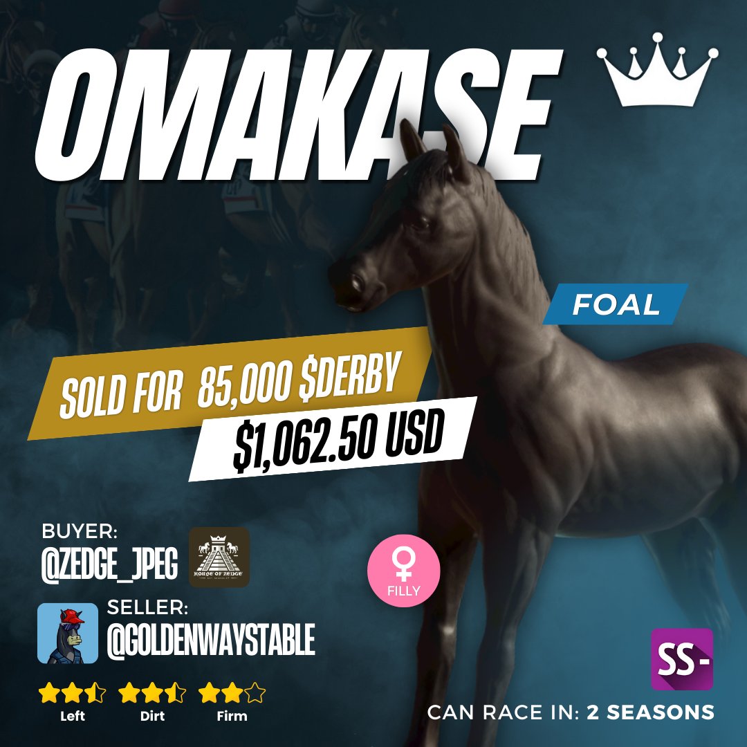 O·ma·ka·se means "I leave it up to you." 

But there is no denying the facts - a video game horse sold for over $1,000.