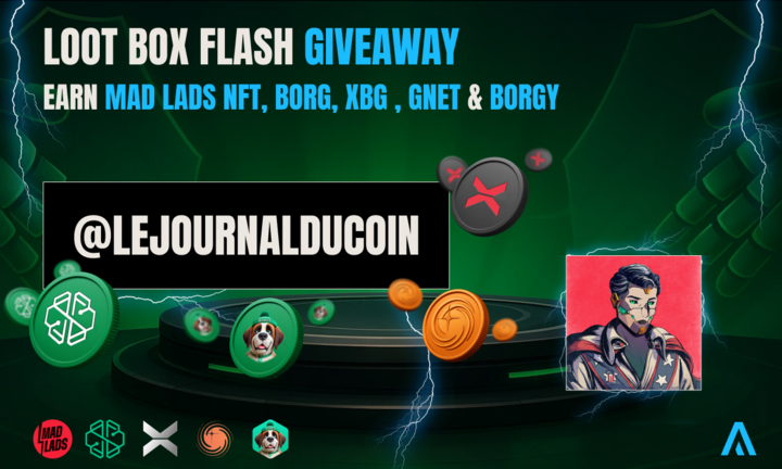 🎁 GIVEAWAY 🎁

À l’occasion du lancement de la prochaine Loot Box Flash <a href="/MadLads/">Mad Lads</a> par <a href="/AgoraHub_io/">Agora - Web3's Opportunity Arena</a> le 27/05 à 18h, nous vous offrons 3 Loot Box 💸

Parmi les lots à remporter : des tokens BORG, XBG, GNET mais aussi 1 NFT Mad Lads (floor price de 7 000 $) !

Pour participer :
1️⃣