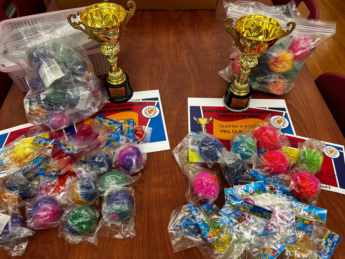 Random drawing for upper &amp; lower grade classes to house the traveling trophy for quarter 4.  Whoo Hoo to Ms. Stamm &amp; Mrs. Dutt's classes for reading &amp; logging on Beanstack!  Each class will received an extra prize purchased from the book fair!