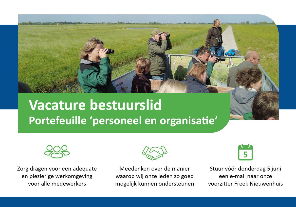 Wij zoeken een bestuurslid Personeel &amp; Organisatie! Ben jij een bestuurder die zich betrokken voelt bij natuurinclusieve landbouw en wil bijdragen aan een professionele en prettige werkomgeving voor onze medewerkers? Bekijk dan onze #vacature: boerennatuurgroningenwest.nl/gezocht-bestuu…