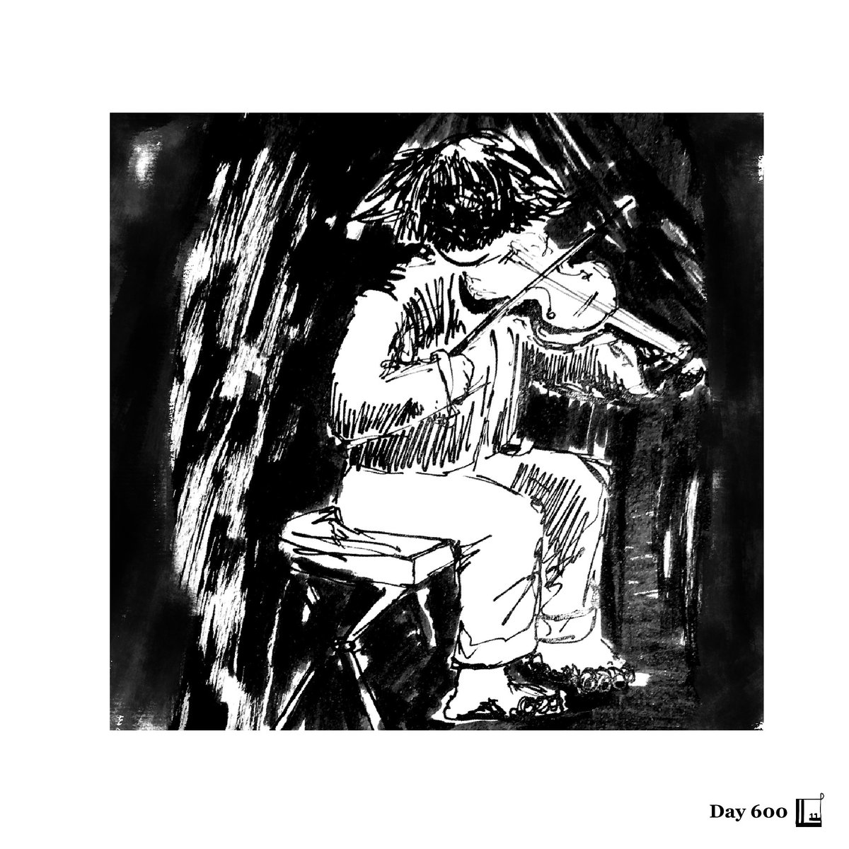 BiancaFlaviaTo2's tweet photo. A Lone Violinis for day 600 all without scatcking. #10,000daysofdrawing #challenge #inkdrawing #ink #inkmastery #whimsical #music #musicteaching #musicillustration #illustration #inkillustration #violin https://t.co/kWqJpKw80C