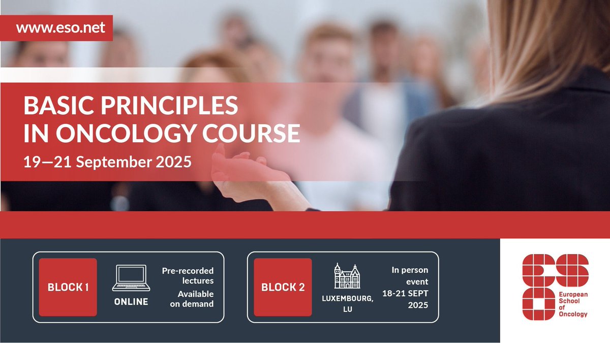 Feeling overwhelmed as you start your oncology training? ESO’s Basic Principles in Oncology Course helps you navigate your career.

Apply by 30 May! 👉 bit.ly/3YpwRmC

#ESOncology #Career