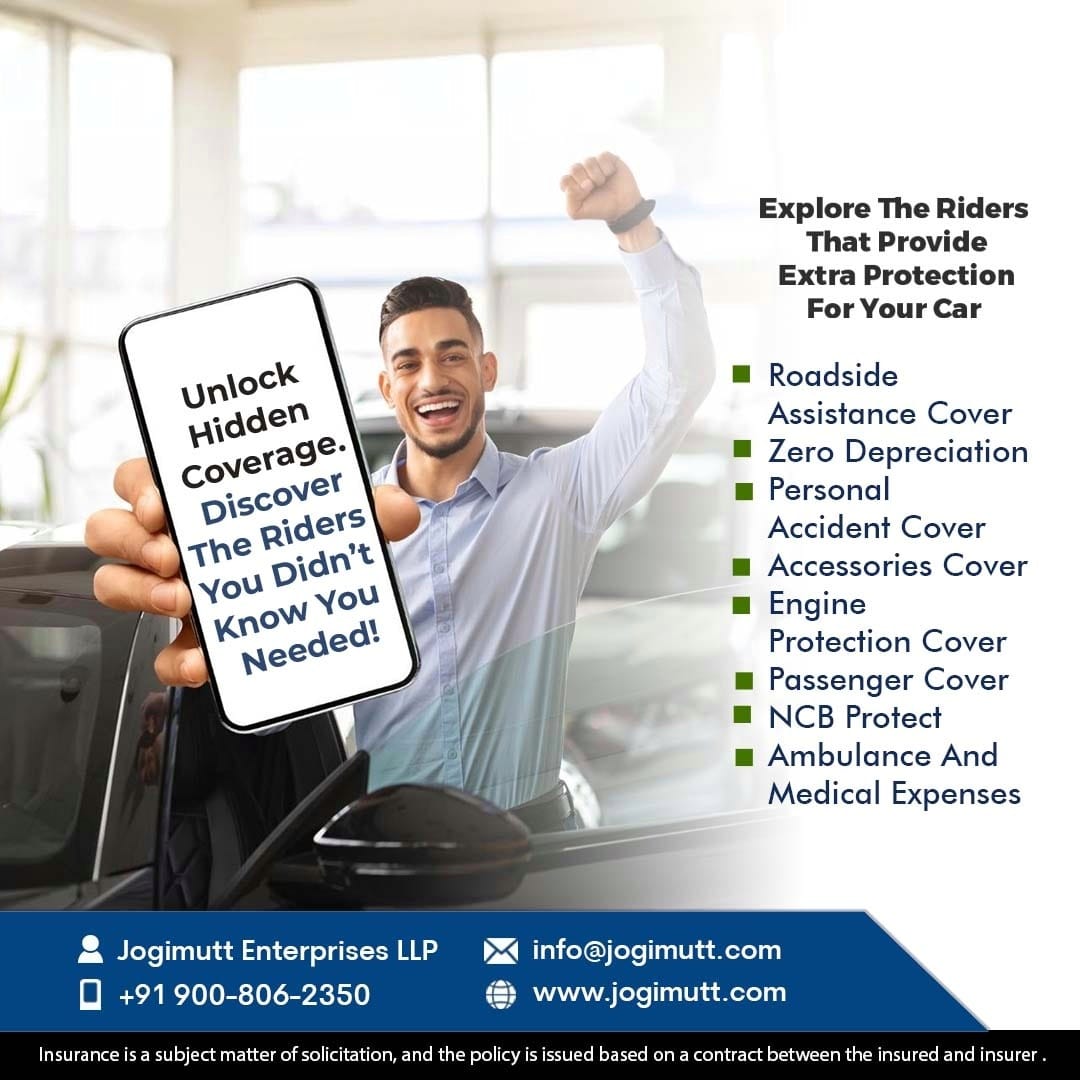 jogimuttent's tweet image. Unlock Hidden Coverage: Discover Essential Insurance Riders with Jogimutt Enterprises LLP
We help you go beyond standard coverage with essential add-ons
#GeneralInsurance #CarInsurance #AssetInsurance #Jogimuttent #Jogimutt #Bangalore #Insure #SecureYourAssets