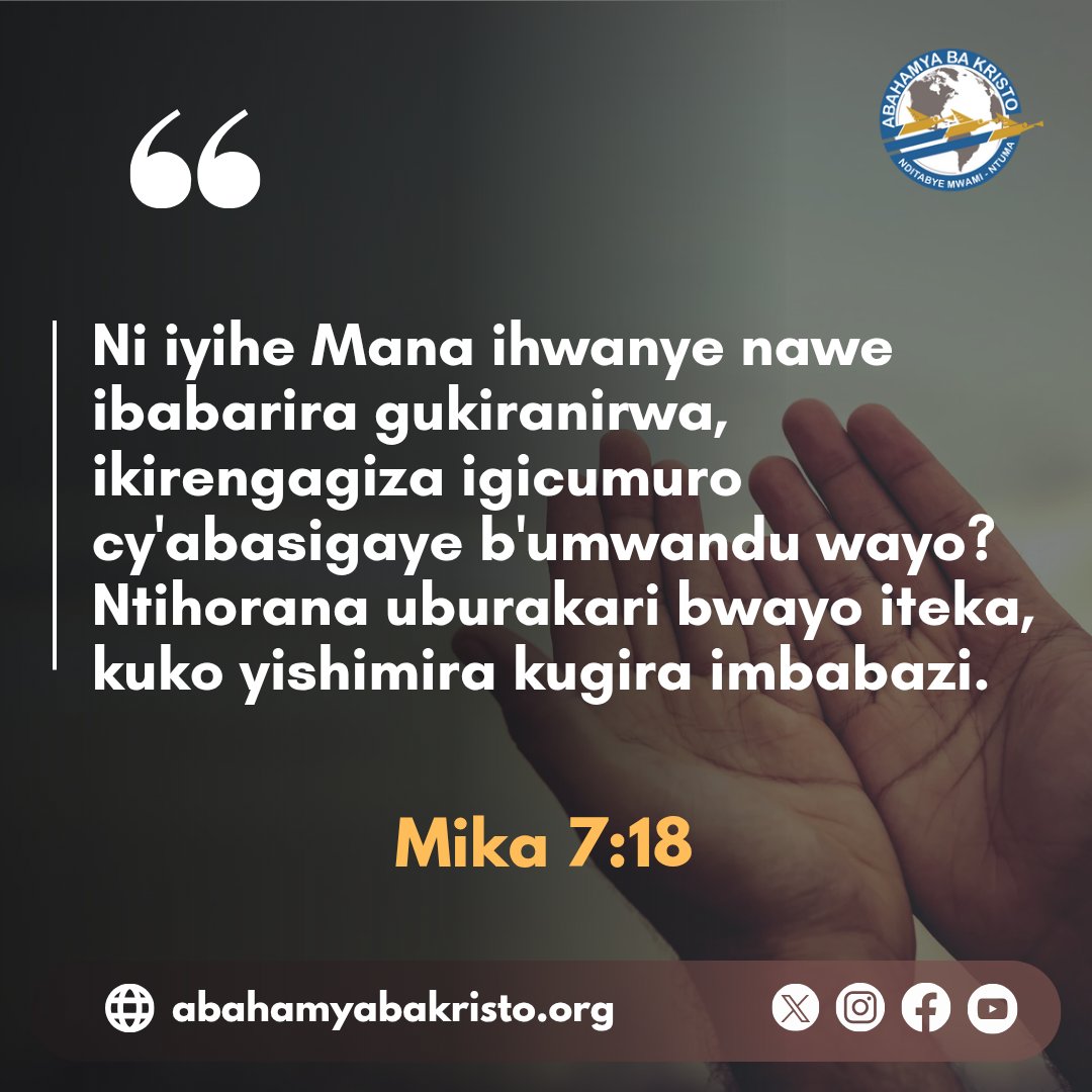 AbahamyaRw's tweet photo. Umwanzi azagushukisha gutekereza ko wakoze ibintu byagutandukanyije n’Imana, ko itakigukunda ukundi — ariko Umwami wacu aracyadukunda... Ikureho amaso ahubwo uyahange ku gukiranuka kwa Kristo.
#Imbabazi https://t.co/FG3An5z7LF