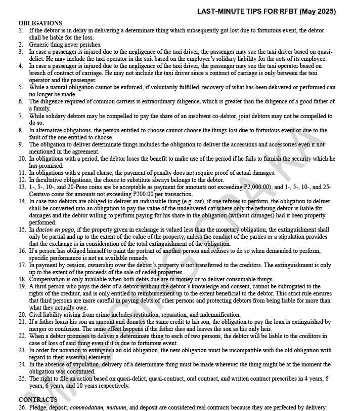 Here's the Last-Minute Tips for the CPALE May 2025 on RFBT by NBV.

bit.ly/4k3VnSf

IMPORTANT NOTE: This document is not meant to replace adequate review time and reputable reference materials in preparation for the CPALE. This is merely a supplementary aid and should
