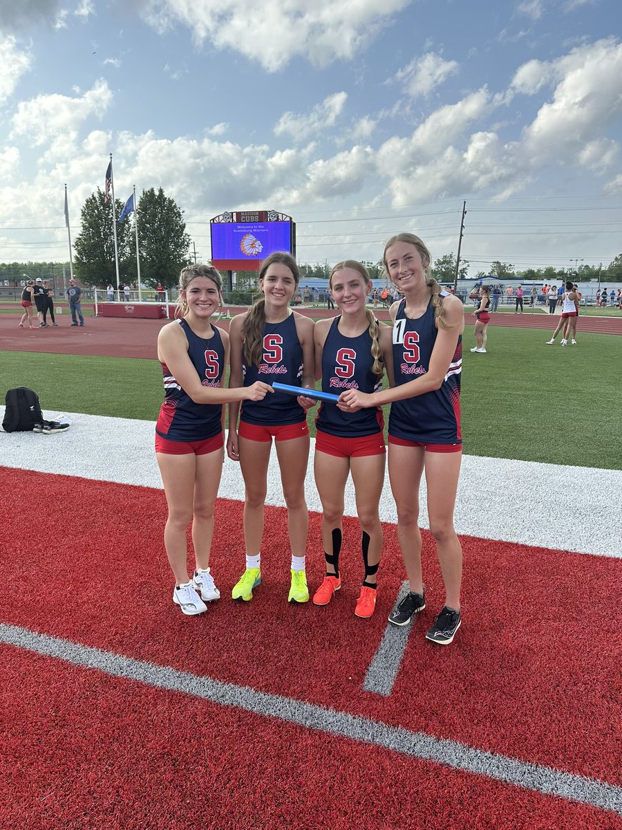 Girls 4x800 Relay team of Tori Gammons, Mikayla Nussbaum, Sophie Ford and Olivia Simpson are Sectional Champions!!!