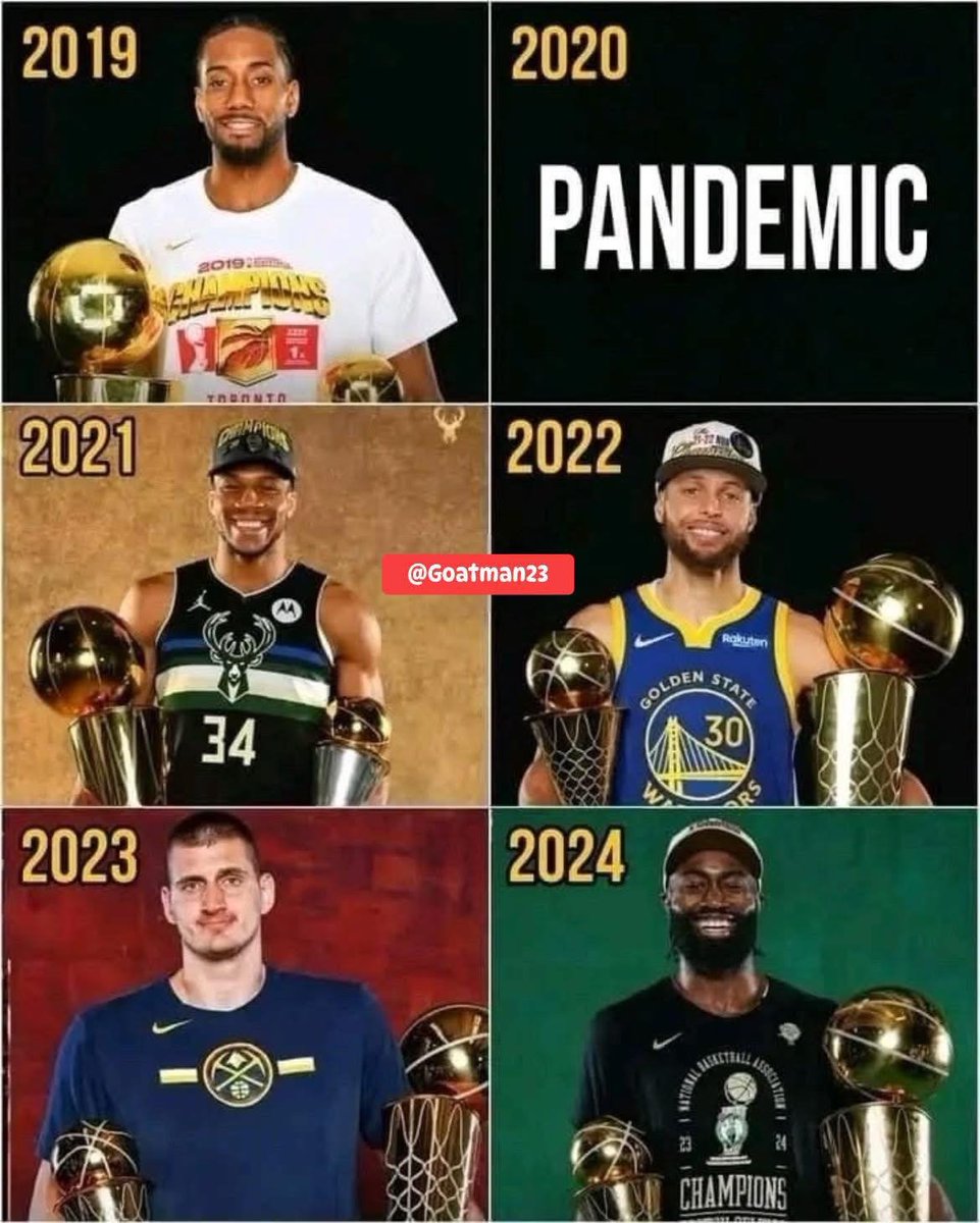 The Last 5 NBA champions 🔥🔥 
Sorry, LeBron fans, the Mickey Mouse Bubble Gum ring doesn’t count 💯💯