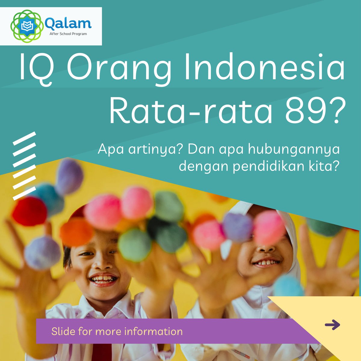 QalamEducati0n's tweet image. Kenapa skor anak-anak kita di dunia masih tertinggal?
IQ Indonesia di bawah rata-rata global.
PISA menempatkan kita di peringkat 69 dari 80 negara.

Tapi ini bukan soal bodoh atau pintar.
Ini soal cara belajar yang bisa dilatih dan ditumbuhkan.
#forfuture #sekolah #pendidikananak