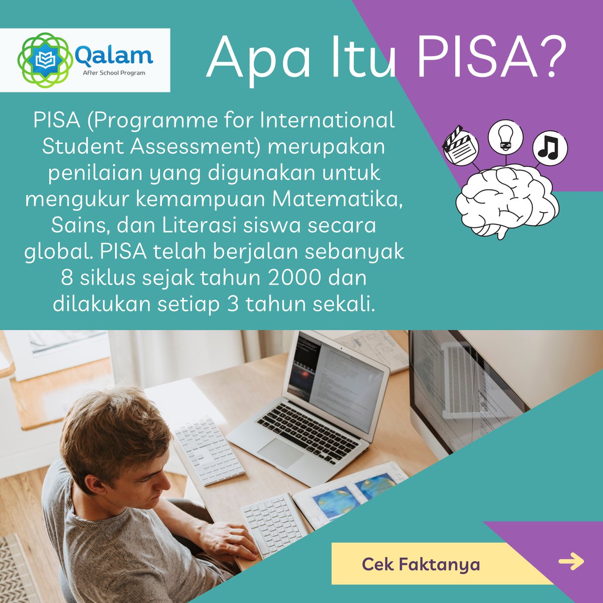 QalamEducati0n's tweet image. Kenapa skor anak-anak kita di dunia masih tertinggal?
IQ Indonesia di bawah rata-rata global.
PISA menempatkan kita di peringkat 69 dari 80 negara.

Tapi ini bukan soal bodoh atau pintar.
Ini soal cara belajar yang bisa dilatih dan ditumbuhkan.
#forfuture #sekolah #pendidikananak