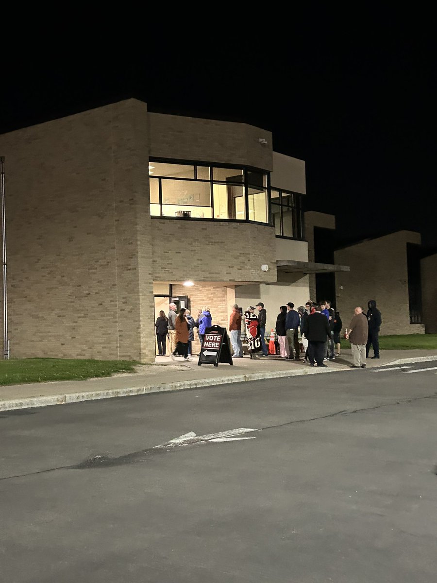 The line at 9:53 p.m. is almost in the building at Penfield High School for voters for the district’s budget and board of education vote. Hundreds waited in a line that wrapped around the building earlier this evening. <a href="/13WHAM/">13WHAM</a>