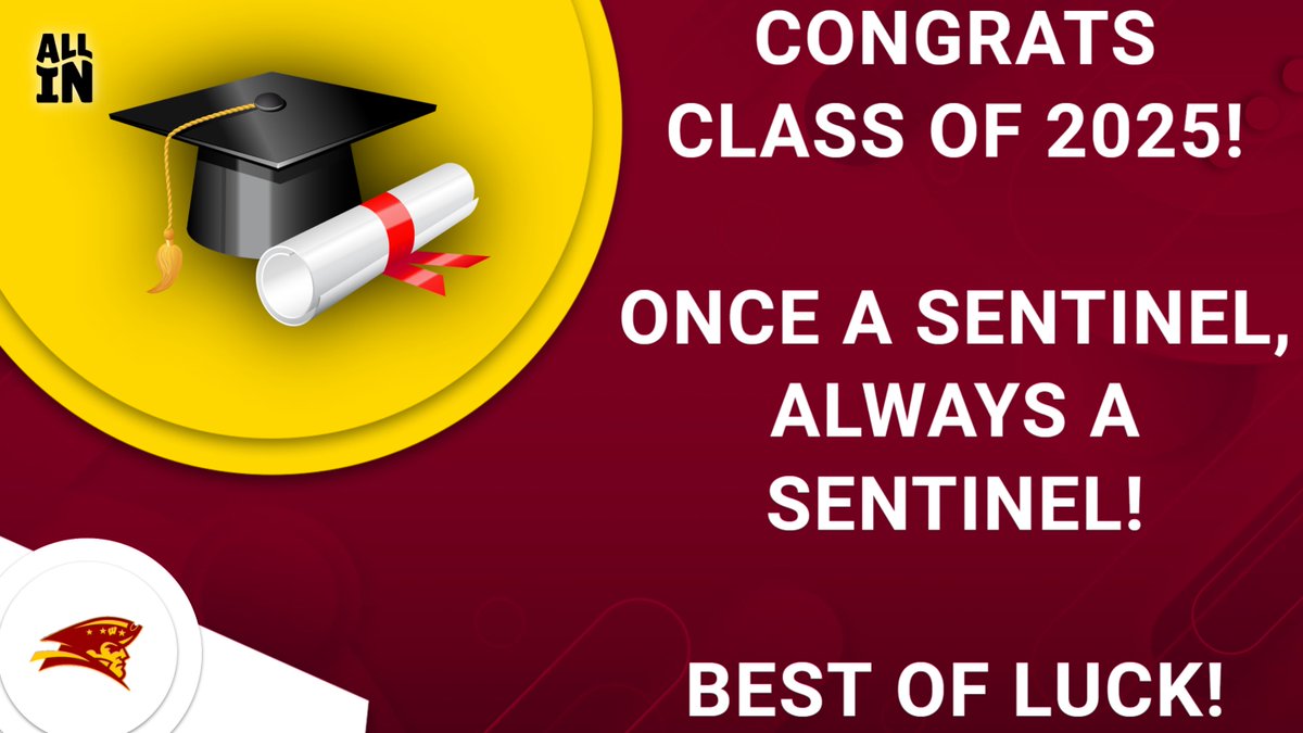 Congratulations to our newly graduated Class of 2025!

Thank you for making Sentinel Athletics a part of your Sentinel experience. 

Remember... Once a Sentinel... ALWAYS a Sentinel!

We wish you all the best of luck in all your future endeavors!