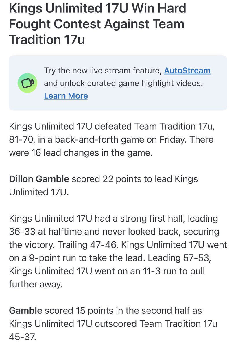 Coach_Twan (@coach_twan55) on Twitter photo This Past Weekend in Nebraska at <a href="/3StripesGOLD/">3Stripes GOLD Basketball</a> Dillon Gamble (<a href="/kingsunlimited/">Kings Unlimited</a>) <a href="/dillgambino1/">Dillon Gamble</a> of <a href="/HaverfordSchool/">The Haverford School</a> Had 22pts 7-12fg shot3-3 from the arc 3reb 1ast 2stls in a win This Past Weekend in Nebraska at <a href="/3StripesGOLD/">3Stripes GOLD Basketball</a> Dillon Gamble (<a href="/kingsunlimited/">Kings Unlimited</a>) <a href="/dillgambino1/">Dillon Gamble</a> of <a href="/HaverfordSchool/">The Haverford School</a> Had 22pts 7-12fg shot3-3 from the arc 3reb 1ast 2stls in a win