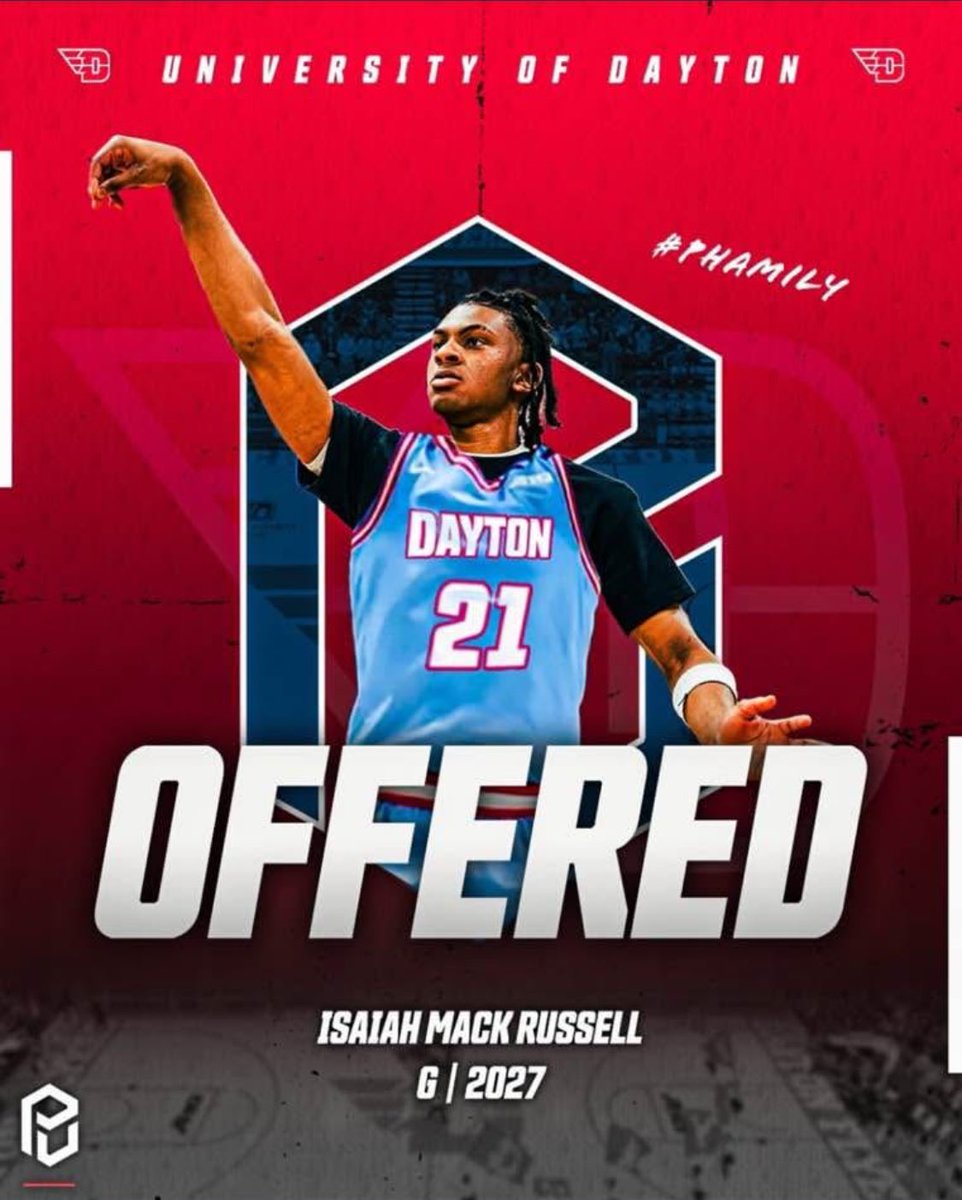 Congratulations To Phenom United #1 2027 
Isaiah Mack Russell on receiving this big-time offer from Dayton University. Big things coming for this big time rising Phenom.
#WeArePhenomUnited
“Coach” Howard