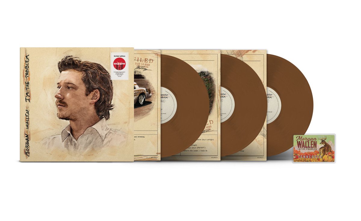 Morgan Wallen’s latest album “I’m The Problem” is now available in a brown Vinyl featuring a collectible hunting ID, as well as a fishing ID if you purchase the CD. Exclusively at Target.

target.com/p/morgan-walle…