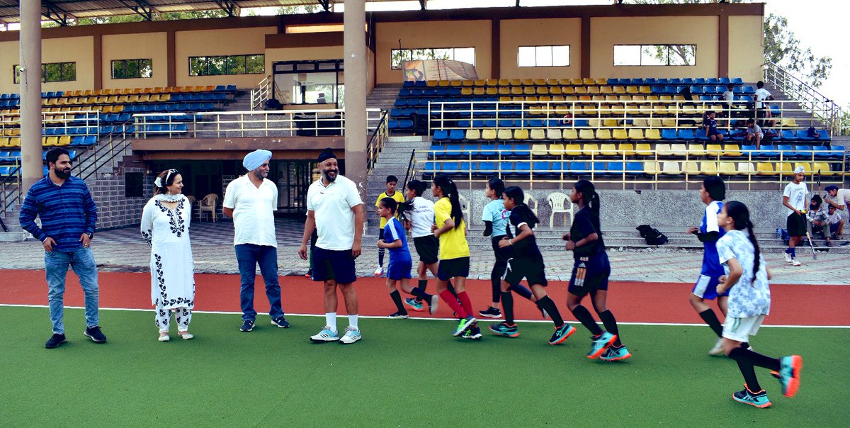 Happy to see good number of girls practicing sports like Hockey, Handball as well as kabaddi. Girls can try any sport &amp; do wonders in that. Sports is breaking stereotypes &amp; building resilience &amp; is the best getaway for our youth from stress &amp; anxiety learning lessons of life.