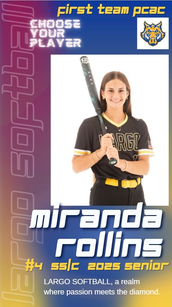 LARGO HIGH SCHOOL PACKERS SOFTBALL🥎 (@largosoftball) on Twitter photo 💛💙2025 All State‼️ Congratulations Miranda Rollins! Go Packers! <a href="/mirandarollin20/">Miranda Rollins</a> <a href="/LargoAthletics/">Largo Athletics</a> <a href="/Biggamebobby/">Bob Putnam</a> <a href="/SBRRetweets/">Softball Recruiting Reposts</a> <a href="/ExtraInningSB/">EXTRA INNING SOFTBALL</a> <a href="/SoftballDown/">Down South Softball</a> 💛💙2025 All State‼️ Congratulations Miranda Rollins! Go Packers! <a href="/mirandarollin20/">Miranda Rollins</a> <a href="/LargoAthletics/">Largo Athletics</a> <a href="/Biggamebobby/">Bob Putnam</a> <a href="/SBRRetweets/">Softball Recruiting Reposts</a> <a href="/ExtraInningSB/">EXTRA INNING SOFTBALL</a> <a href="/SoftballDown/">Down South Softball</a>