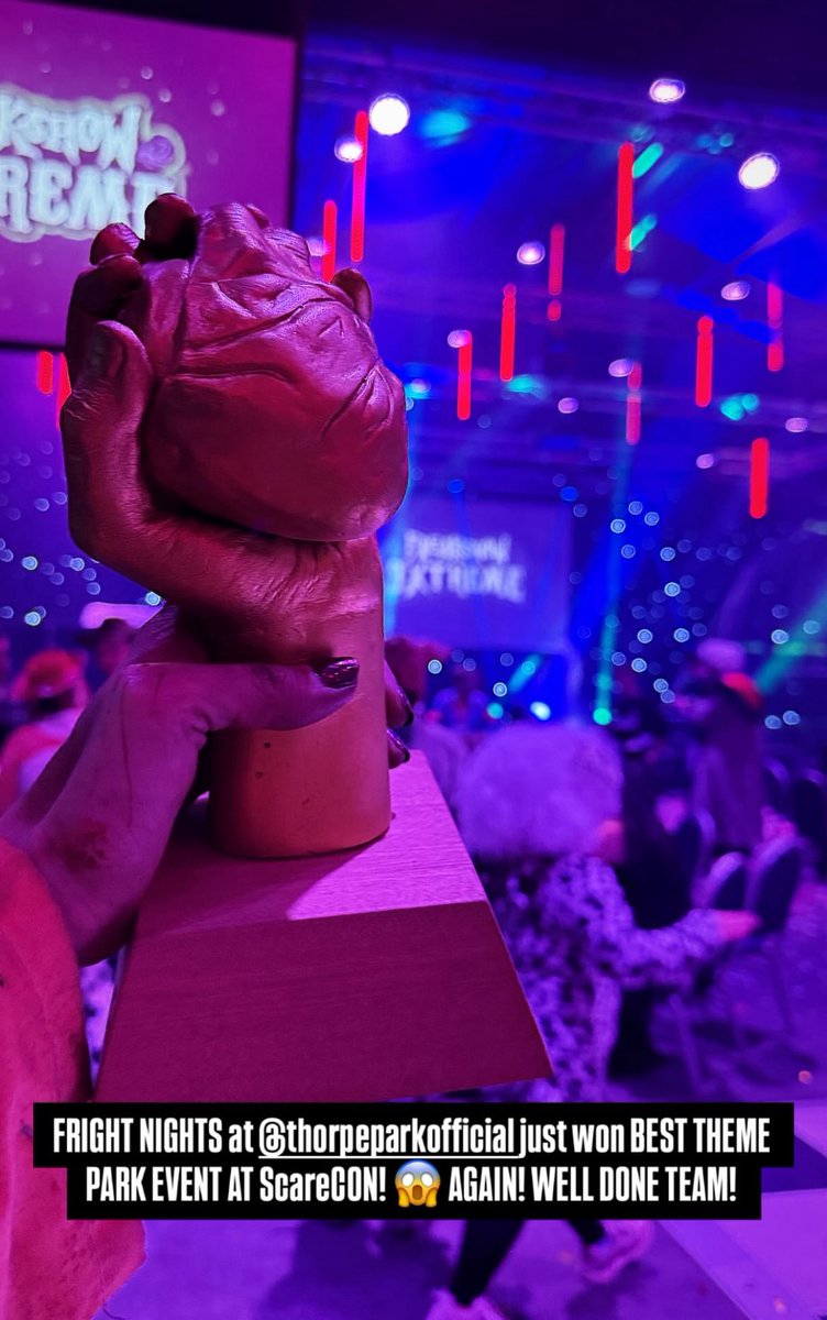 ThorpeGuide's tweet photo. Thorpe Park FRIGHT NIGHTS has won the Best Theme Park Scare Event award at ScareCON! ๐
Huge congratulations to all teams/individuals involved in the event - we canโt wait to see whatโs in store for โ25..! ๐๐ป
๐ธ / thatsstephricketts
#ThorpePark #ThorpeGuide #ScareCon https://t.co/LtJALaoMgr