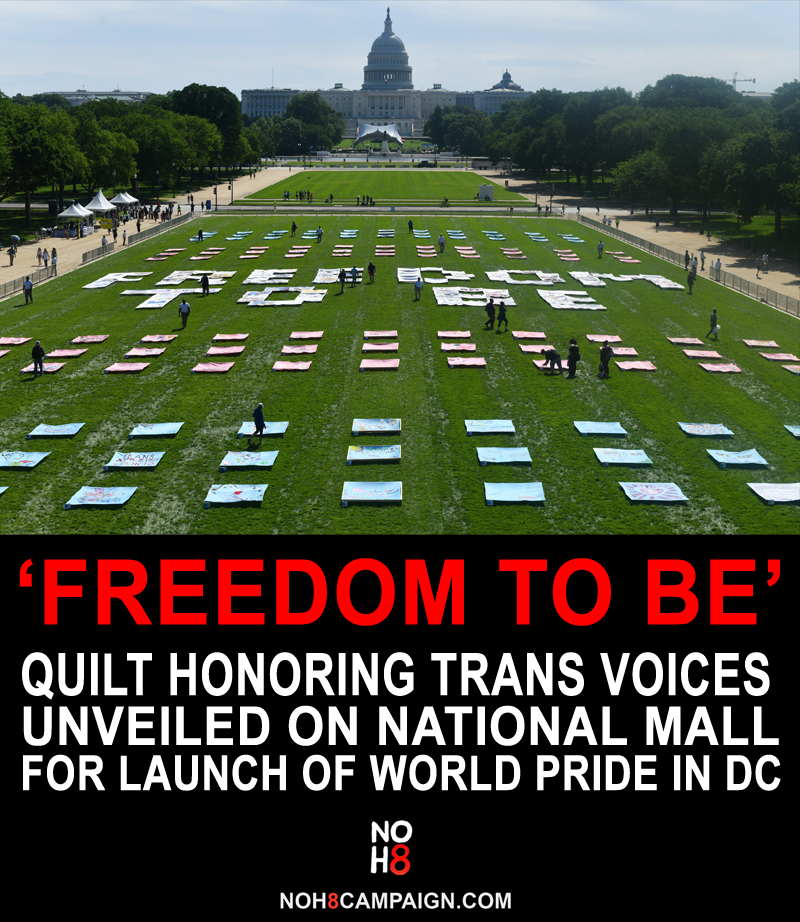“Trans people are so often the topic, but we’re rarely the voice. A big goal was synthesizing the full scope of that diversity into one loud display of not just what we're fighting against, but what we're fighting for.” The ‘Freedom to Be’ quilt honoring trans voices was unveiled