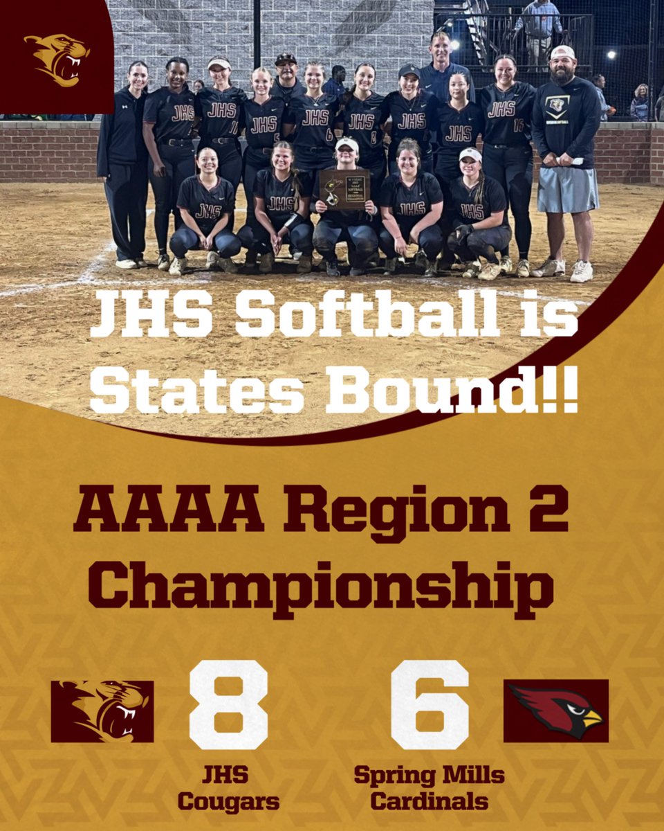 LET'S GO COUGARS!!!!!!! 

Congrats to our athletes and coaches!!  The Cougars will take on University at 9:30 am on Friday, May 30th at the WVSSAC State Softball Tournament in South Charleston!