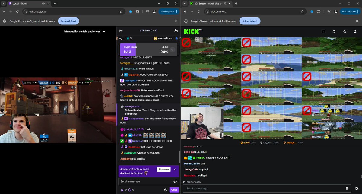 GoodJobRobTV's tweet image. Theres one thing @KickStreaming does better then @Twitch and its crazy that its been this long and they havent improved it. Watching side by side on one monitor with chat on has never FELT SO GOOD. twitch step up your game, your falling off.