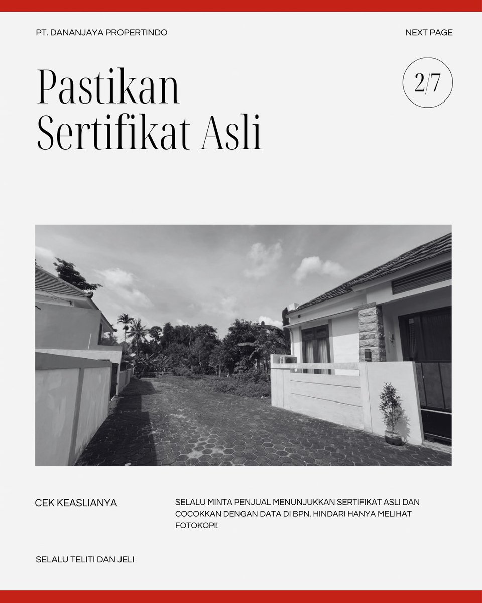 DananjayaPro_'s tweet image. 🏠 Mau beli rumah? Jangan asal deal!
Pastikan rumah incaran kamu sudah bersertifikat SHM (Sertifikat Hak Milik) Mulai dari keaslian sertifikat, nama pemilik, hingga status tanah dan legalitasnya.
SHM = legalitas paling kuat 
#TipsProperti #SertifikatSHM #DananjayaPropertindo