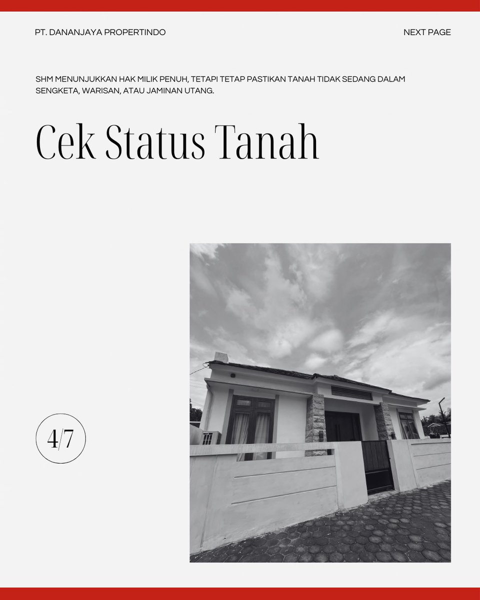 DananjayaPro_'s tweet image. 🏠 Mau beli rumah? Jangan asal deal!
Pastikan rumah incaran kamu sudah bersertifikat SHM (Sertifikat Hak Milik) Mulai dari keaslian sertifikat, nama pemilik, hingga status tanah dan legalitasnya.
SHM = legalitas paling kuat 
#TipsProperti #SertifikatSHM #DananjayaPropertindo