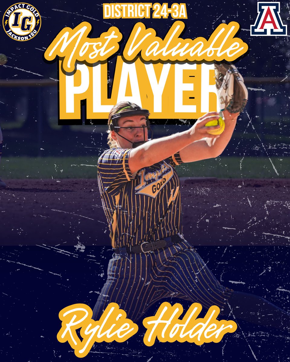 Impact Gold Jackson 18U🥎 (@ig_jackson18u) on Twitter photo BEST OF THE BEST!! Congratulations to Arizona signee Rylie Holder for being named the 24-3A DISTRICT MVP!! We’re so proud of you <a href="/RylieHolder14/">Rylie.Holder</a>!! Cant wait for an exciting summer!!
#betheimpact #trusttheprocess #goldblooded #igjackson18u BEST OF THE BEST!! Congratulations to Arizona signee Rylie Holder for being named the 24-3A DISTRICT MVP!! We’re so proud of you <a href="/RylieHolder14/">Rylie.Holder</a>!! Cant wait for an exciting summer!!
#betheimpact #trusttheprocess #goldblooded #igjackson18u