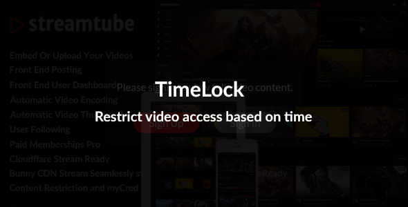 phpface's tweet photo. #WPTimeLockVideos

TimeLock is a premium addon developed exclusively for the #StreamTube video streaming WordPress theme. It introduces a unique content protection feature by restricting full video access to non-registered or non-subscribed users.

https://t.co/gLrB1VdoAz https://t.co/TqBxYEOcQK