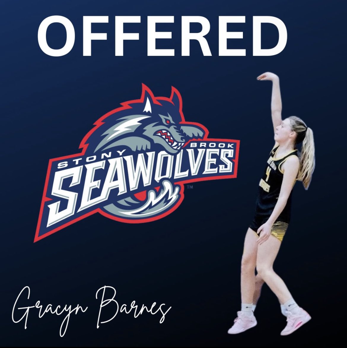 After a great conversation with <a href="/CoachJoy2u/">Joy</a>, I am blessed to receive a division I offer from <a href="/StonyBrookWBB/">Stony Brook Women’s Basketball</a> ❤️💙