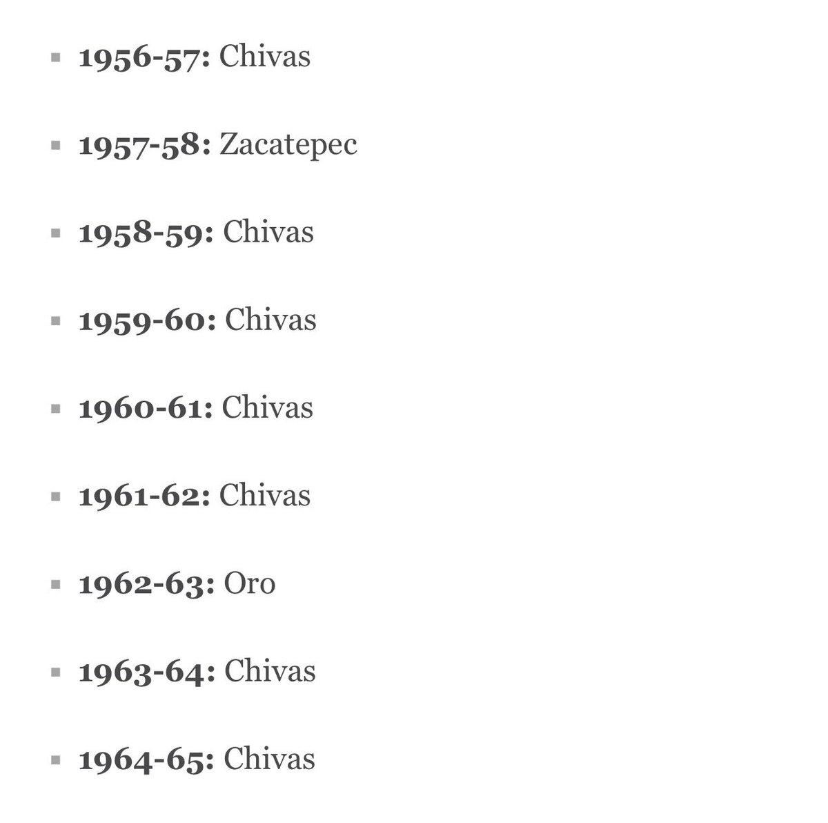 Y estos…¿No valían?
Chivas fue tetracampeón de 1958 a 1962 y ganó  7 títulos en menos de 10 años…
Así que, “a freír espárragos…”.