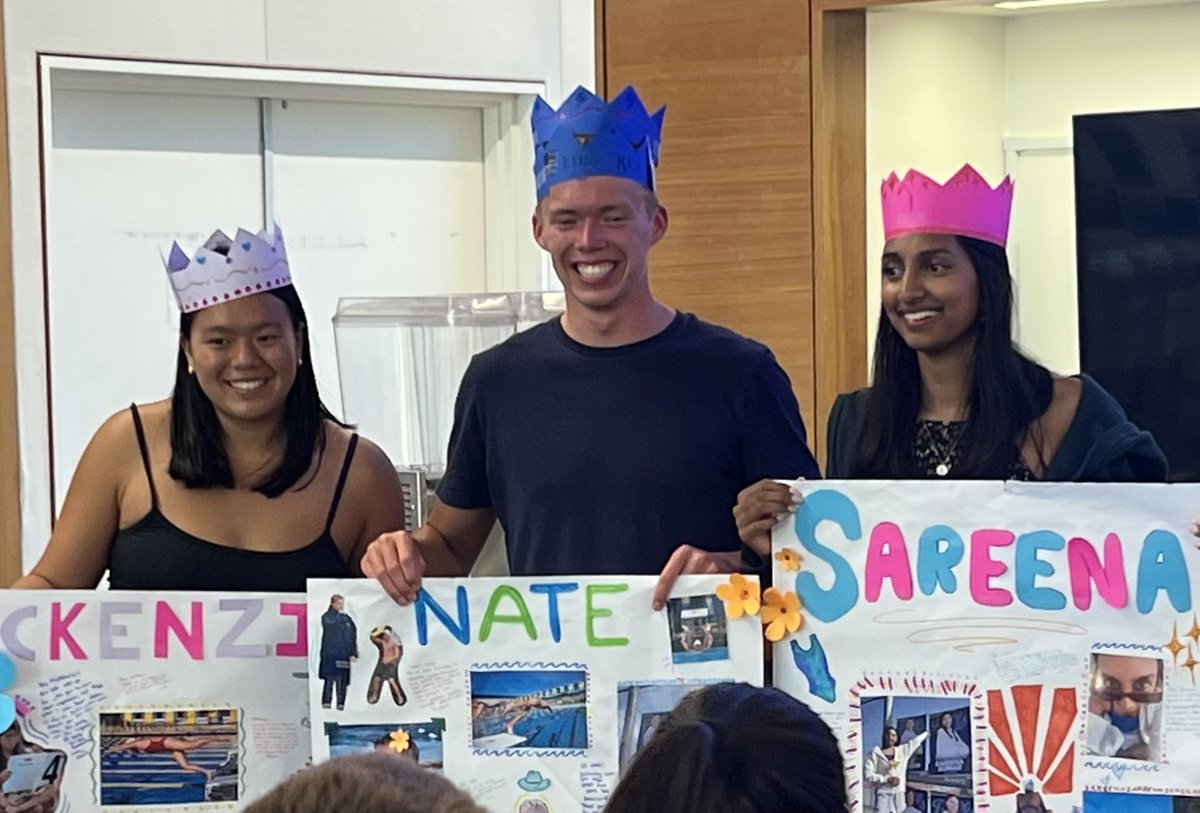 Congrats and thank you to our amazing senior swimmers — McKenzie, Nate, and Sareena! We will miss you! 💚