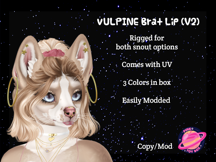PinkToyBoxSL's tweet image. I'm back and Of course I made a lip! 
marketplace.secondlife.com/p/PTB-Brat-Lip…
For FH Vulpine :) #pinktoybox #secondlife #furry
