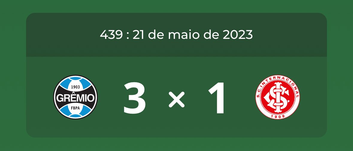 Nem tudo é notícia triste para o torcedor gremista: amanhã é aniversário de 2 aninhos da última vitória contra o rival. 🎂