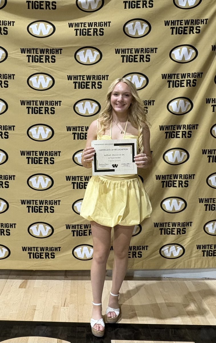 I’m so blessed to be 1st Team Catcher for the 14-2A District. My High School team had a great season going 3 rounds in playoffs. Thank you Coach Crane and Lady Tigers for an amazing season! Ready to hit the field this summer and keep the momentum going!! 
<a href="/LadyTiger_sball/">Whitewright Softball</a>