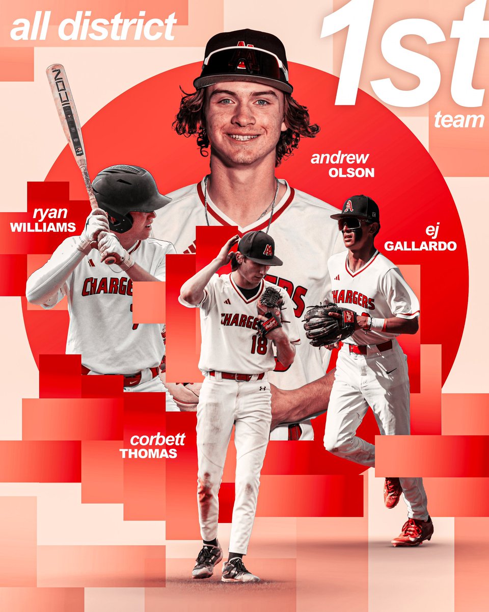 Congratulations to Andrew Olsen, Ryan Williams, EJ Gallardo, and Corbett Thomas on All District 1st team awards.