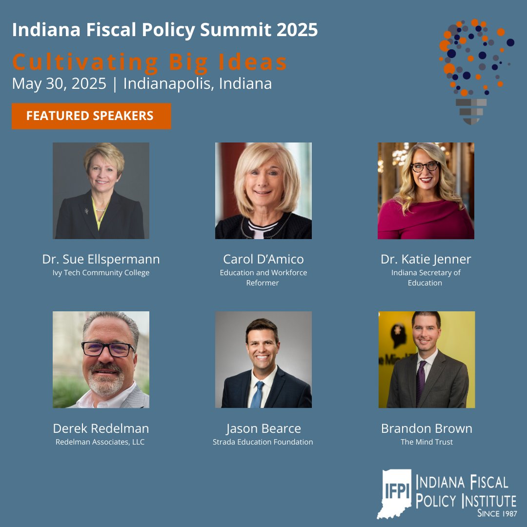 IndianaFiscal's tweet photo. In a little over a week, we will welcome close to 20 speakers to the 2nd annual IFPI Spring Policy Summit in Indianapolis, IN. Reserve your spot today: https://t.co/fwmatEF0XC https://t.co/uresYeEecn