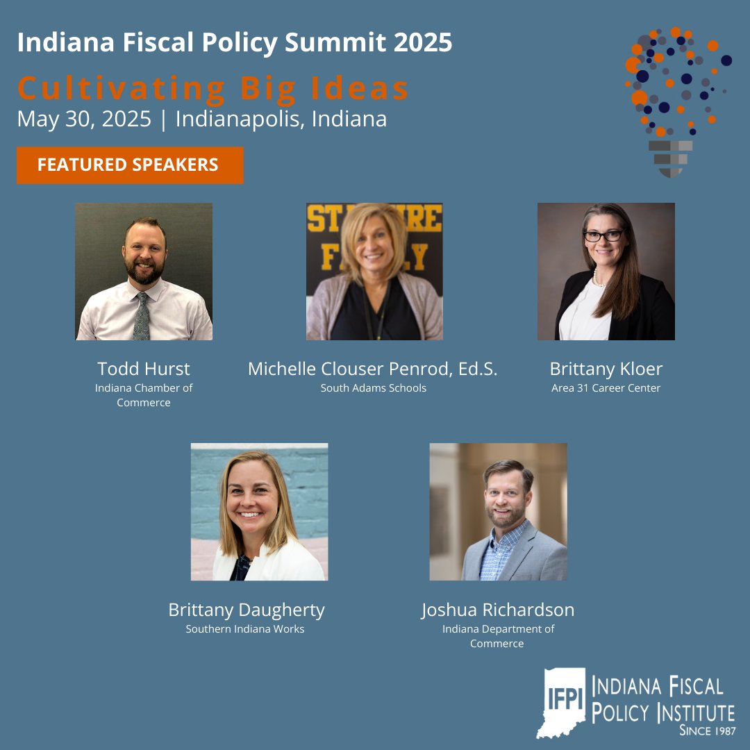 In a little over a week, we will welcome close to 20 speakers to the 2nd annual IFPI Spring Policy Summit in Indianapolis, IN. Reserve your spot today: indianafiscal.org/event-5937482