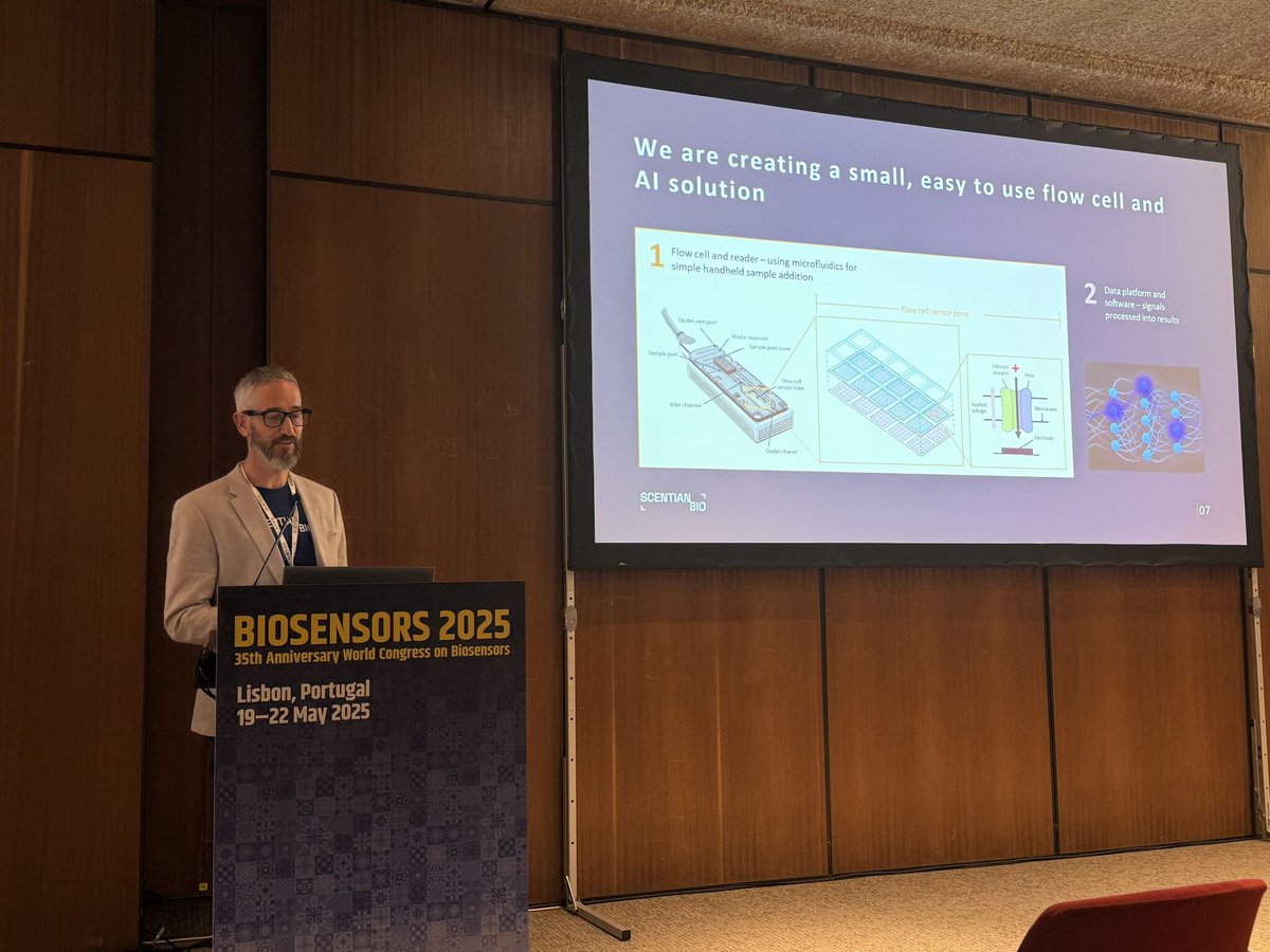 ScentianB's tweet photo. Our CSO, Colm Carraher, spoke earlier today at Biosensors 2025, the largest conference in the field. Colm shared our latest progress. 

We’re inspired by the dynamic discussions, meaningful connections, and exciting opportunities for collaboration that emerged from this event. https://t.co/KmM2yGfpgX