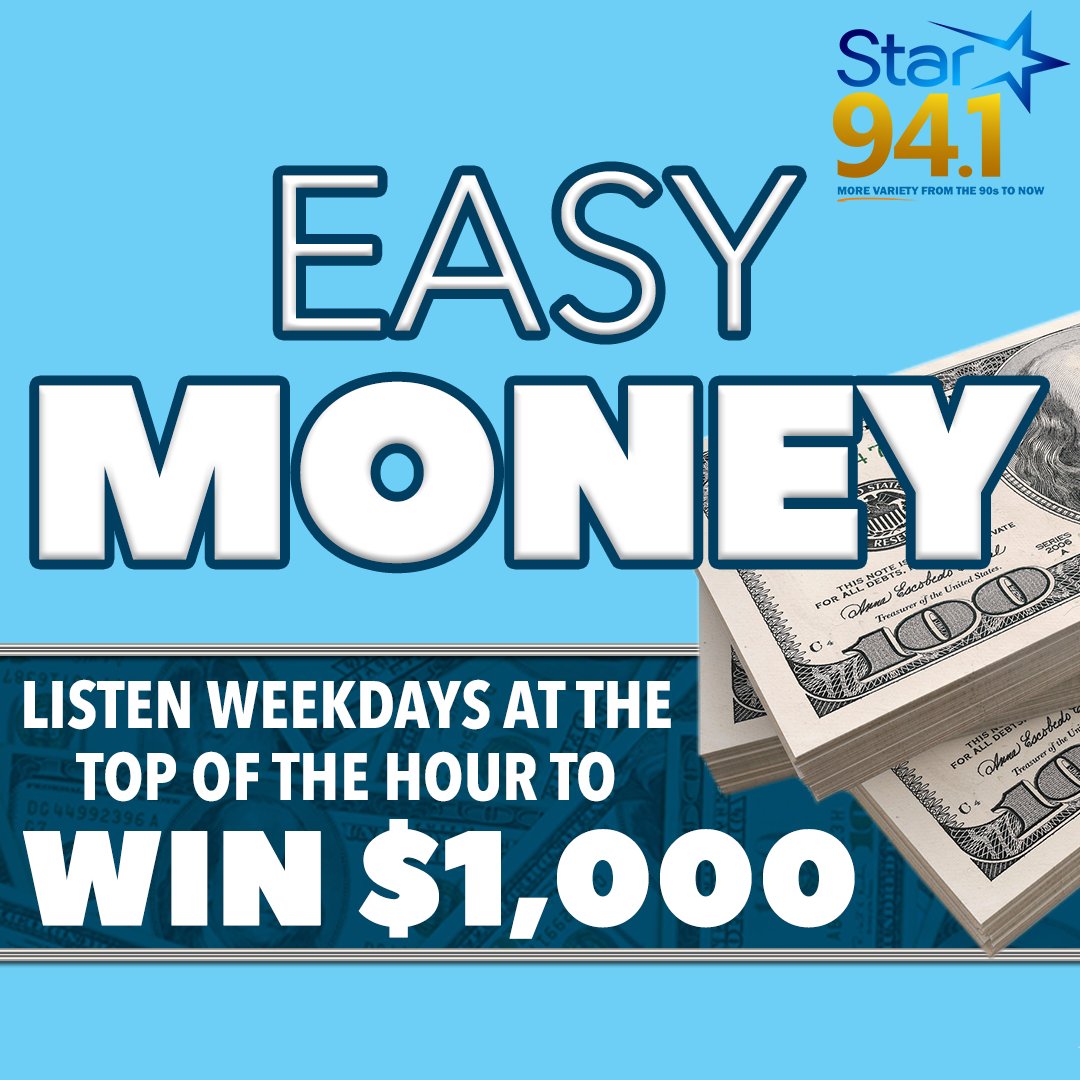 WIN $1,000 FROM YOUR FRIENDS AT STAR 94.1! Tune in at the top of the hour to hear the keyword and enter it at star941fm.iheart.com/promotions/lis… for your chance to WIN EASY MONEY!

Listen on the free iHeart Radio app: iheart.com/live/253?cmp=i…