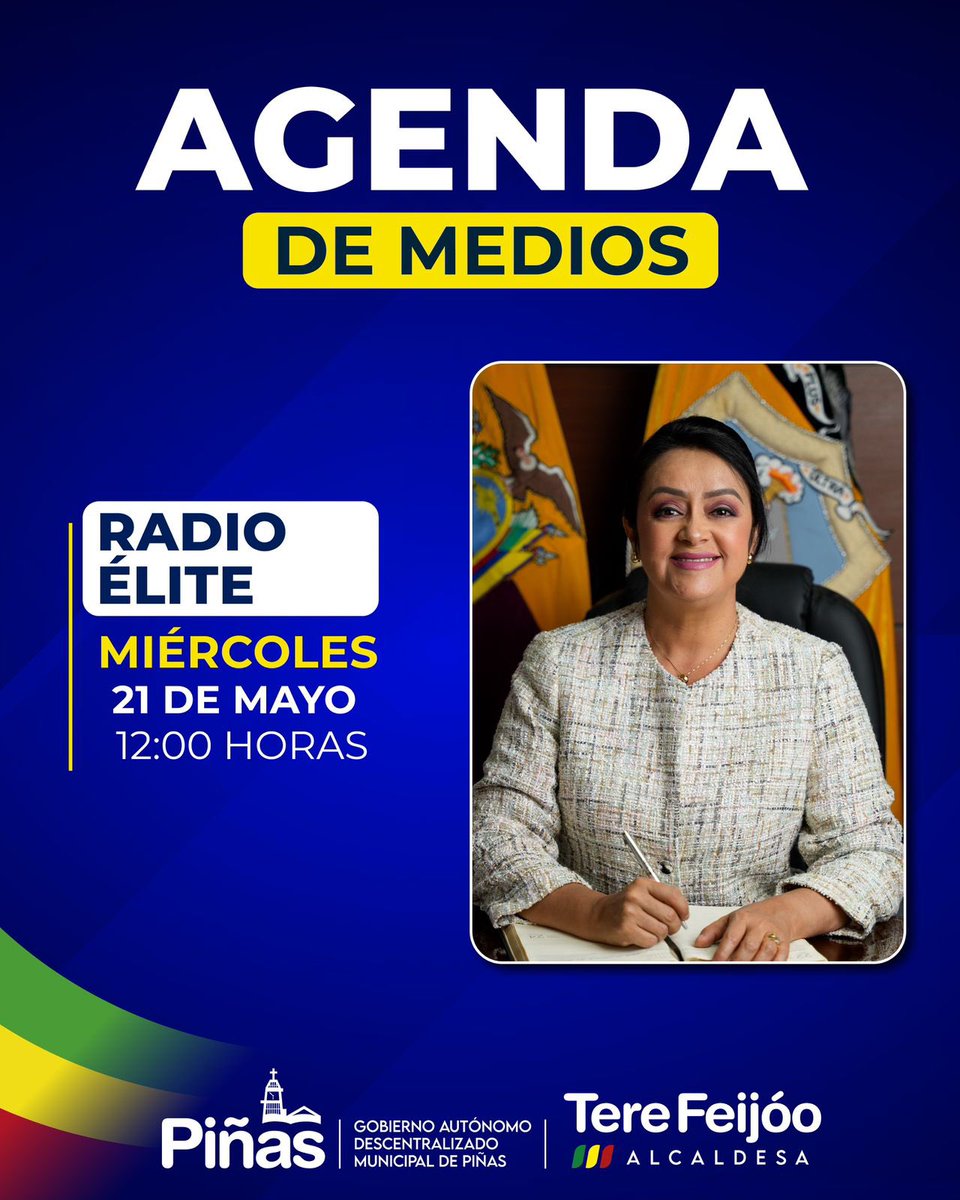 Escuche a las 12:00 en #LaVozDelAltiplano a la Alcaldesa Teresa Feijoo. 

102.7FM📻
📡Facebook live de Radio Elite 
Conducción: Oswaldo Añazco